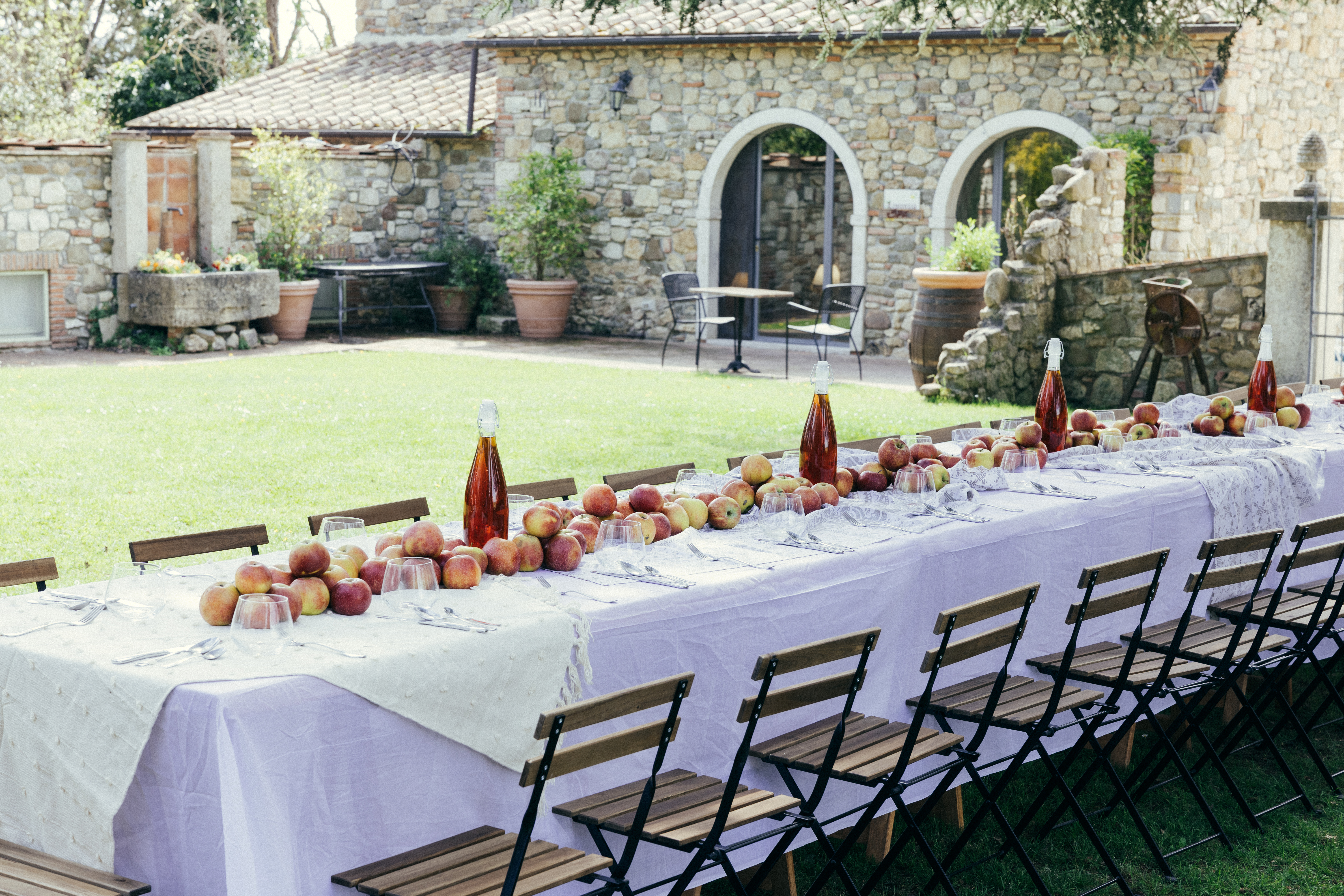 dining set up at datu in the garden