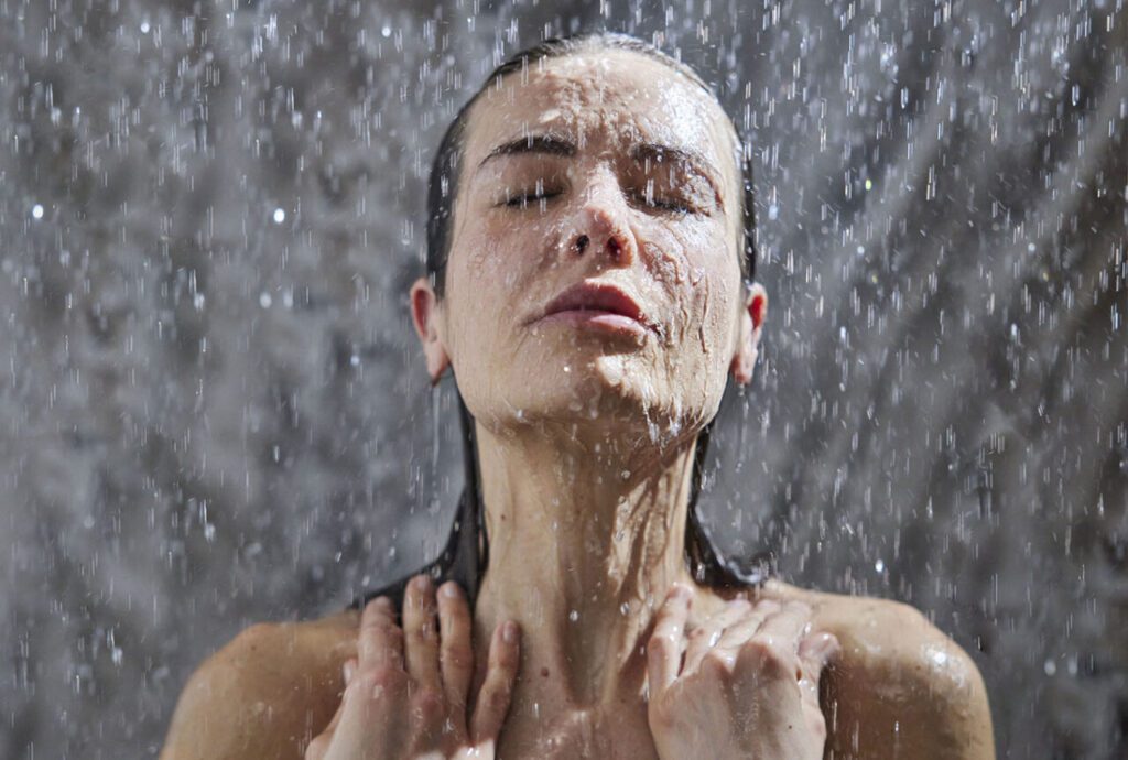 woman bathing in healing waters