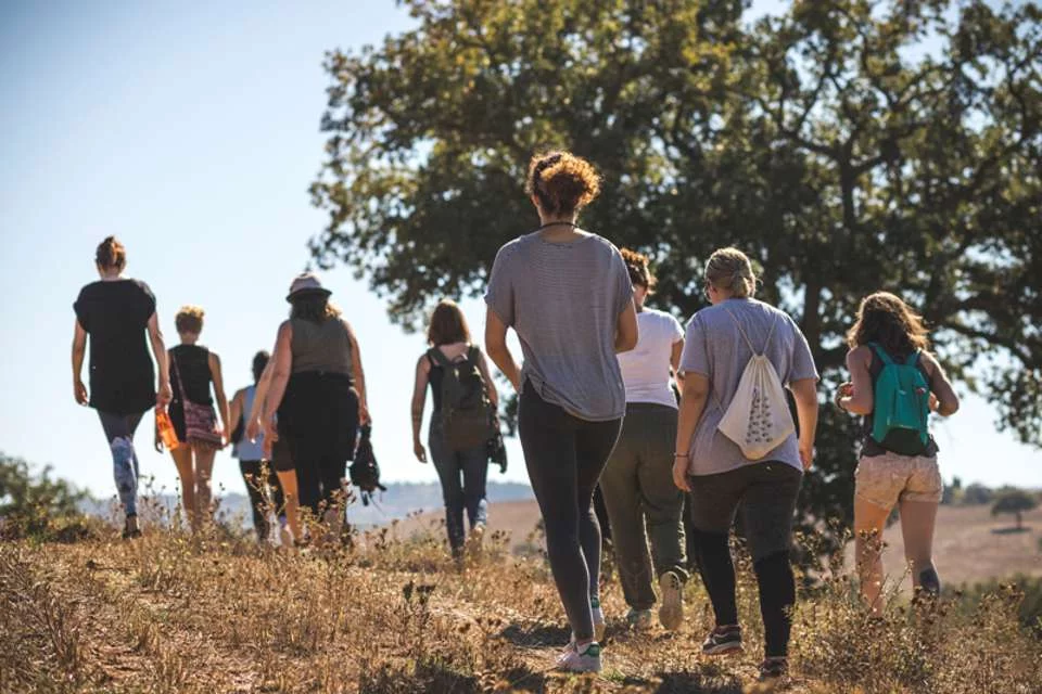 group of women hiking