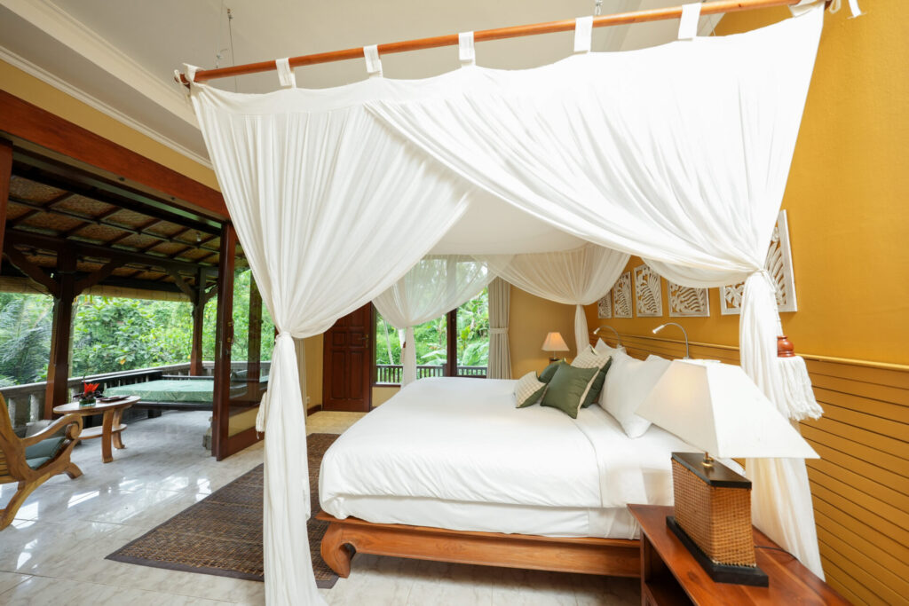 queen size bed at oneworld ayurveda bali