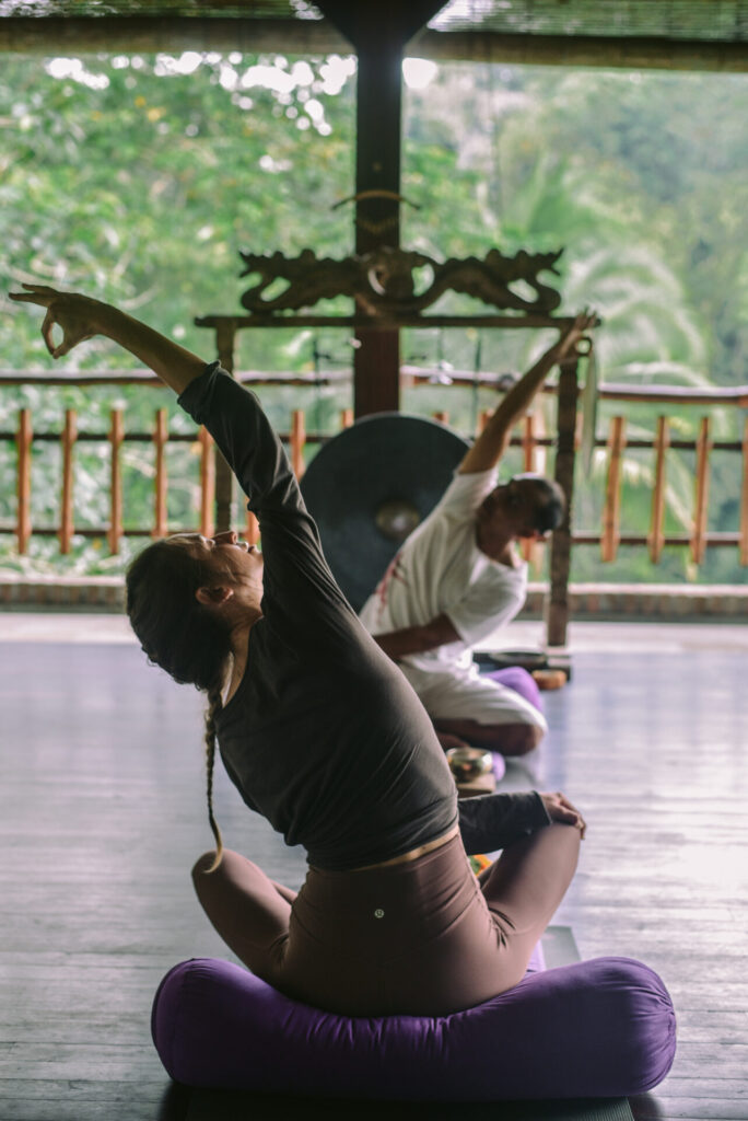 yoga session with gong